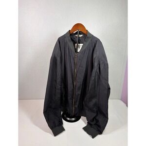 Summa Silk Mens Black Bomber Jacket 100% Silk Full Zip Lightweight Size Large